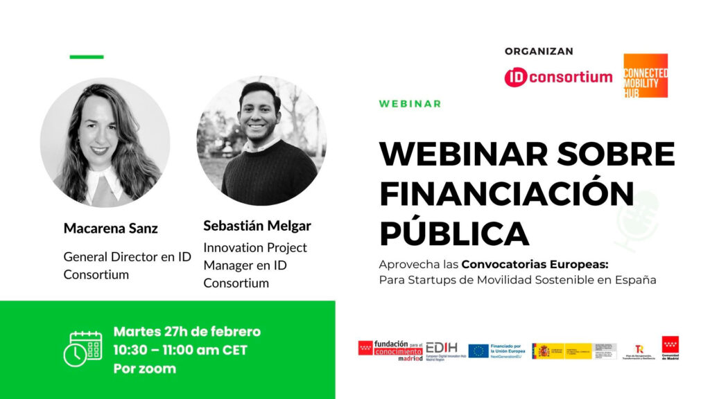 IDConsortium lidera webinar clave sobre financiamiento europeo en el sector de la movilidad
